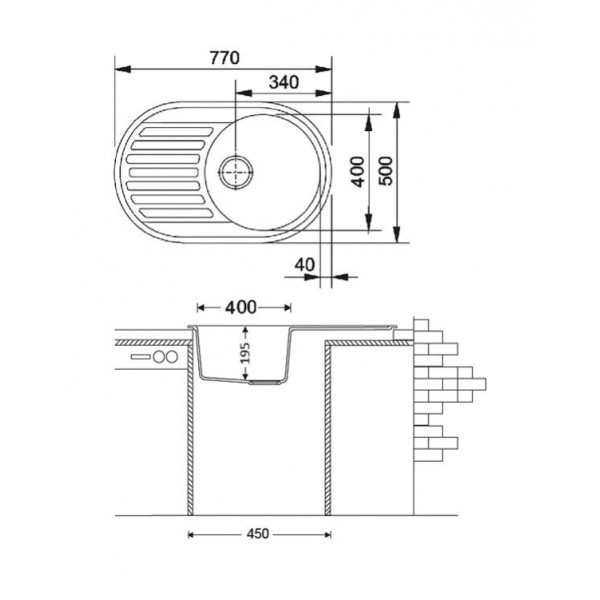 Кухонная мойка Fabiano Arc 77x50 Antracit 8221.401.0470