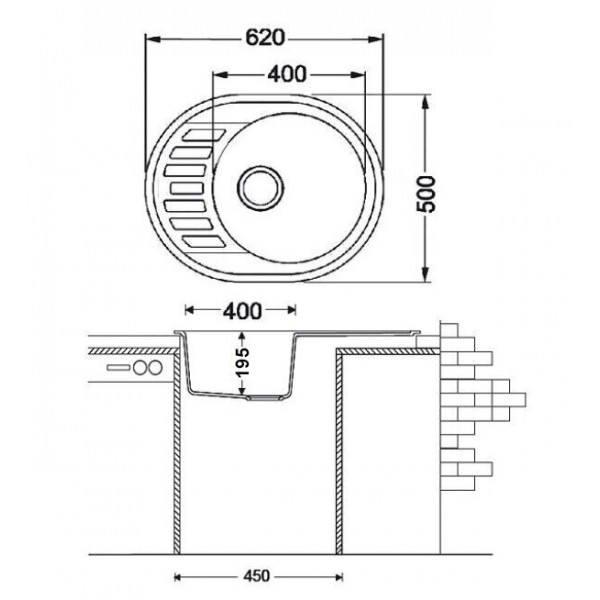 Кухонная мойка Fabiano Arc 62x50 Antracit 8221.401.0466