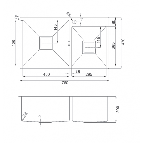 Кухонная мойка Fabiano TOP 78x2 (78x49) 1,20 мм 8216.401.0611