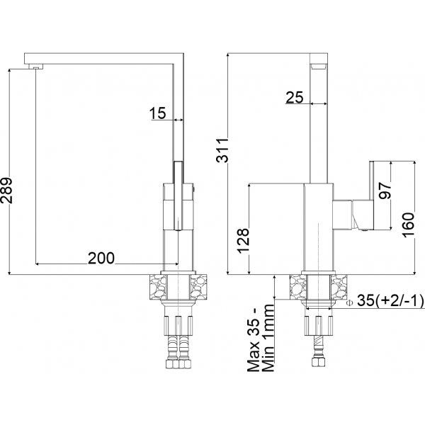 Смеситель кухонный Fabiano FKM 69 SS Inox 8232.401.1597