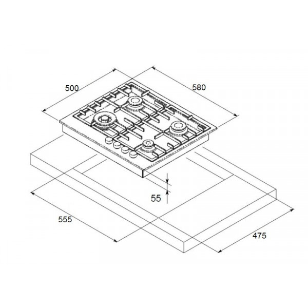 Газовая варочная панель Fabiano FHGR 2744 VGHT Antracit 8112.508.0067