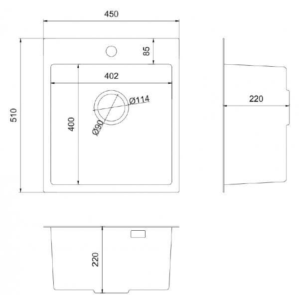 Mindel 4522 Inox Honey: кухонна мийка Gunter & Hauer (45x51 см)