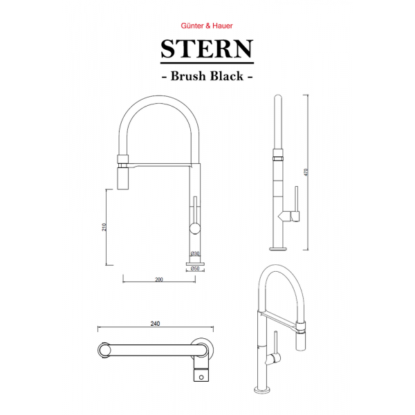 STERN Brush Black: кухонний змішувач Gunter&Hauer