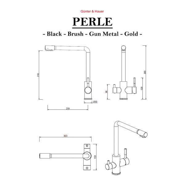 PERLE Brush: кухонний змішувач Gunter&Hauer