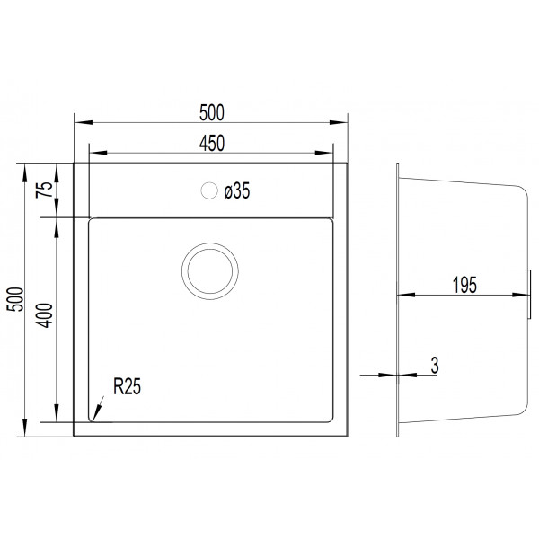 Metter 5020 IX: кухонна мийка Gunter & Hauer (50x50 см)