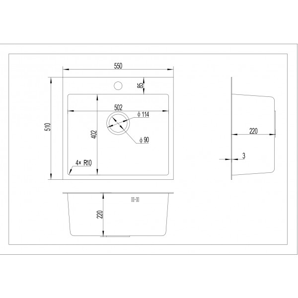 Mindel 5522 Black Honey: кухонна мийка Gunter & Hauer (55x51 см)
