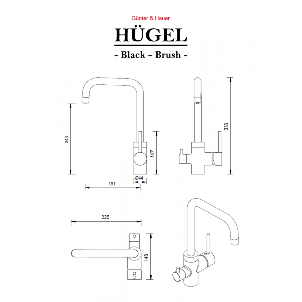 HÜGEL Brush: кухонний змішувач Gunter&Hauer