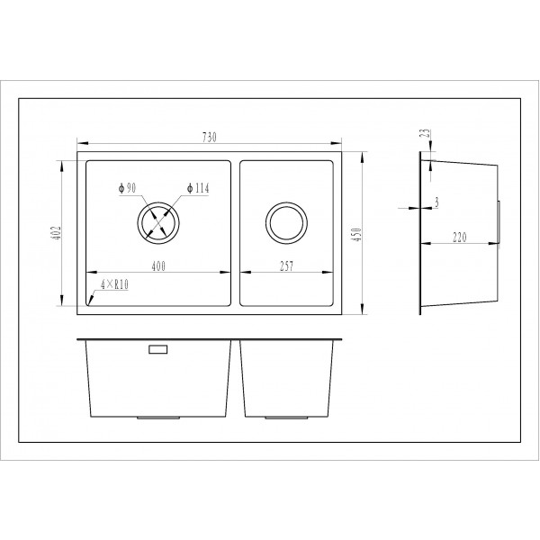 Oder 7322 Inox: кухонна мийка Gunter & Hauer (73x45 см)