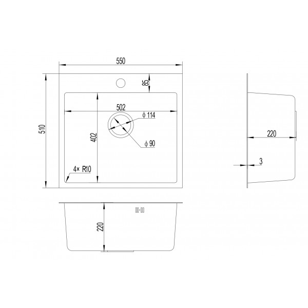 Mindel 5522 Gold: кухонна мийка Gunter & Hauer (55x51 см)