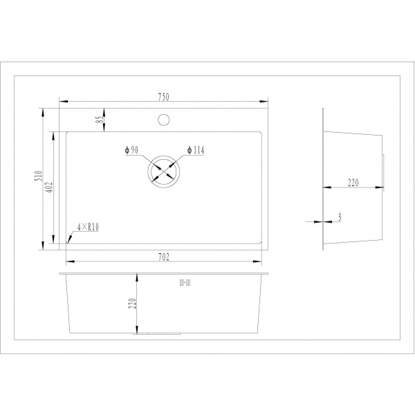 Odenbach 7522 Inox: кухонна мийка Gunter & Hauer (75x51 см)