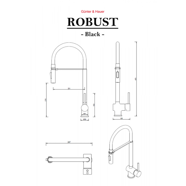 ROBUST Black: кухонний змішувач Gunter&Hauer