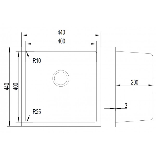 Felda 4420 IX: кухонна мийка Gunter & Hauer (44x44 см)