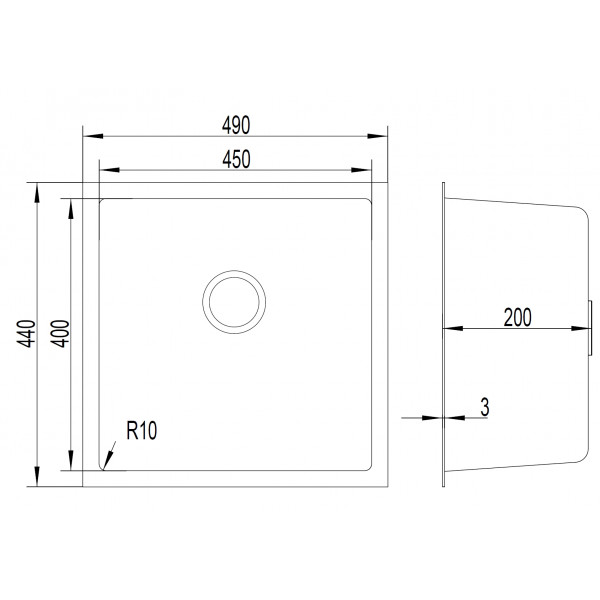 Nebel 4920 IX: кухонна мийка Gunter & Hauer (49x44 см)