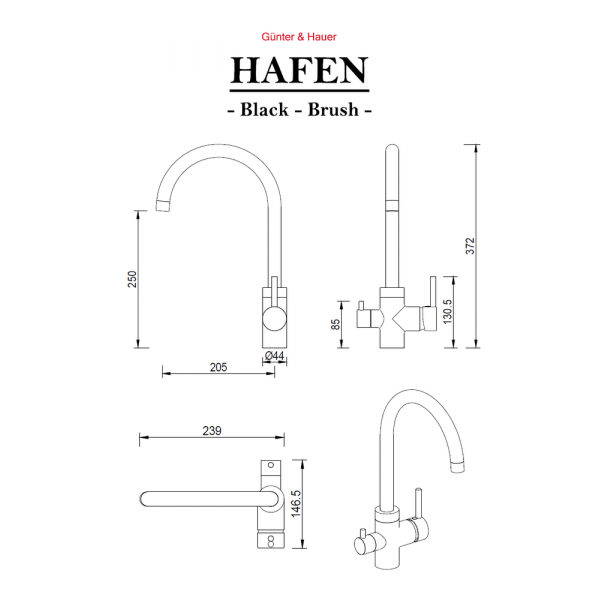 HAFEN Black: кухонний змішувач Gunter&Hauer