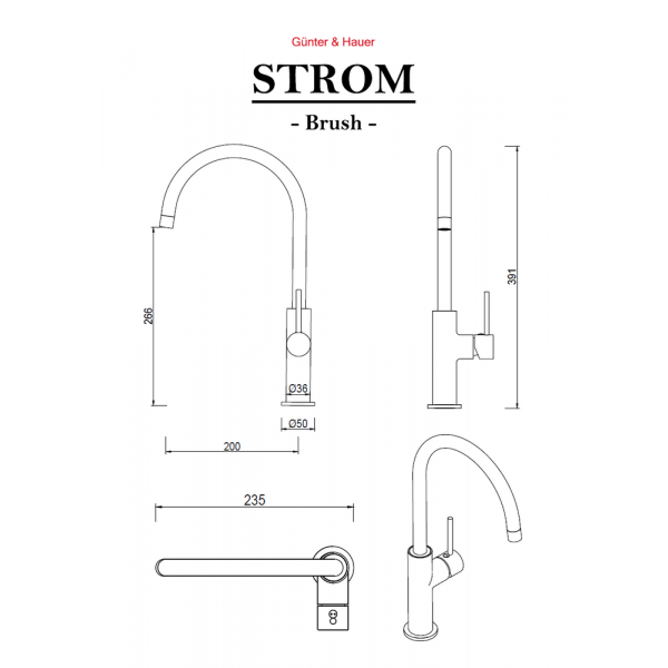STROM Brush: кухонний змішувач Gunter&Hauer
