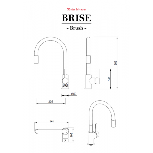 BRISE Brush: кухонний змішувач Gunter&Hauer