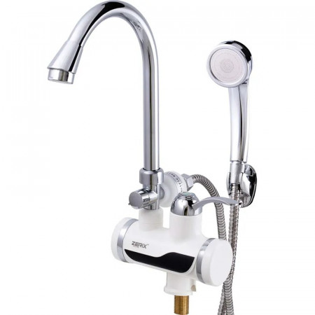 Водонагрівач 3,3 kW проточний, з індикатором температури, на мийку ZERIX ELW08-E (зі шлангом та лійкою) (ZX0454)