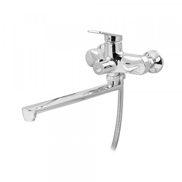 Змішувач для ванни Plamix Lucas-006 EURO SET Chrome (з шлангом, лійкою та кронштейном) (PM0710)