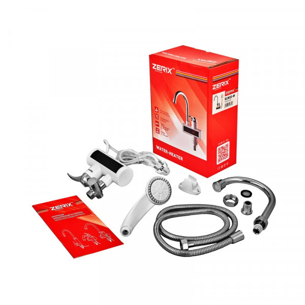 Водонагрівач НАСТІННИЙ 3,3 kW проточний ZERIX ELW22-W (зі шлангом та лійкою)