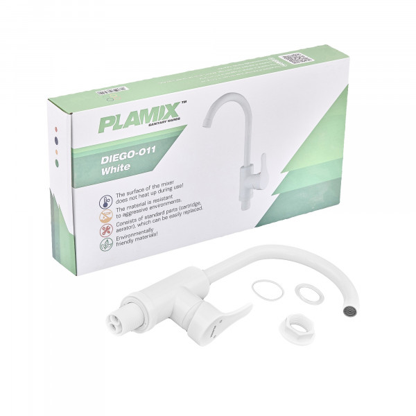 Змішувач для кухні Plamix Diego-011 White (без підведення) (PM0657)