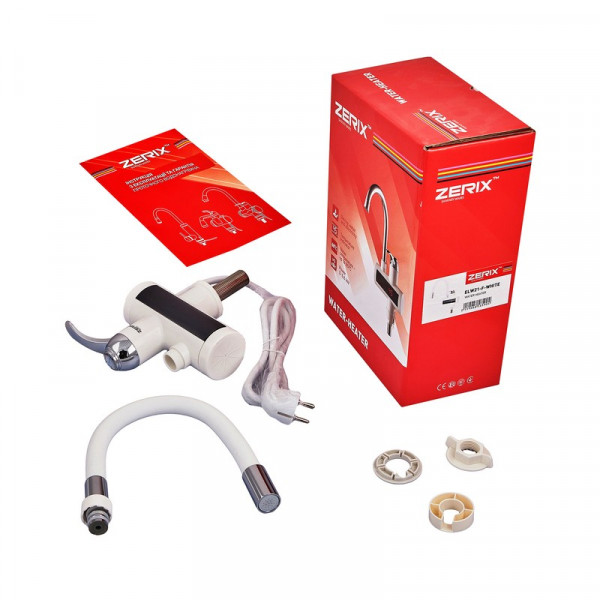 Водонагрівач 3,3 kW проточний, рефлекторний вилив, на мийку ZERIX ELW21-F-WHITE (колір білий) (ZX5859)