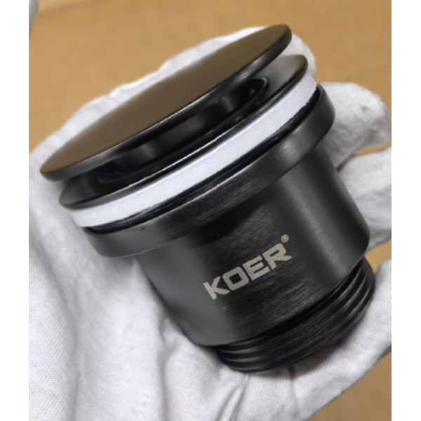 Донний клапан для раковини Koer PW-11-07 1 1/4''  універсальний (з/без перел) СLICK-СLACK (Колір графіт) (KR5793)