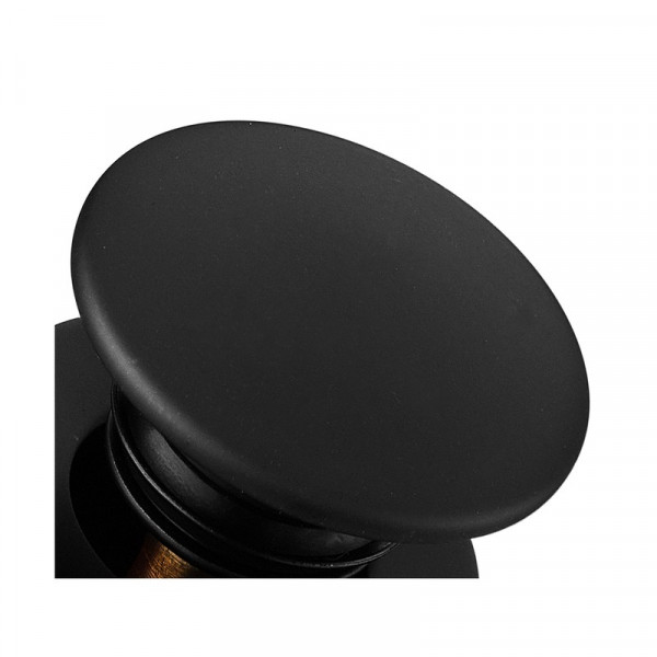 Донний клапан для раковини універсальний (з/без переливу) Koer PW-01-05 автоматичний (Click-Clack) (Колір чорний) 1 1/4'' (KR3403)