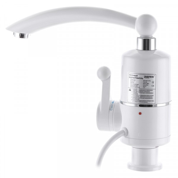 Водонагрівач 3,3 kW проточний, з індикатором температури, на мийку ZERIX ELW16-E (ZX3265)