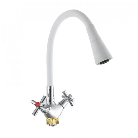 Змішувач для кухні з силіконовим виливом Zerix TLT 722 Reflector White (колір виливу білий) (ZX5991)