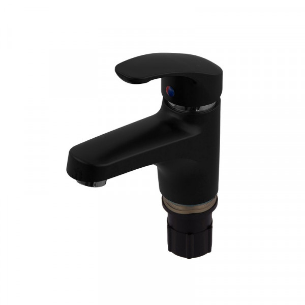 Змішувач для умивальника Plamix Fidel-001 SET Matte black (з підведенням) (PM0660)