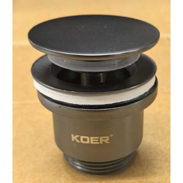 Донний клапан для раковини Koer PW-11-07 1 1/4''  універсальний (з/без перел) СLICK-СLACK (Колір графіт) (KR5793)