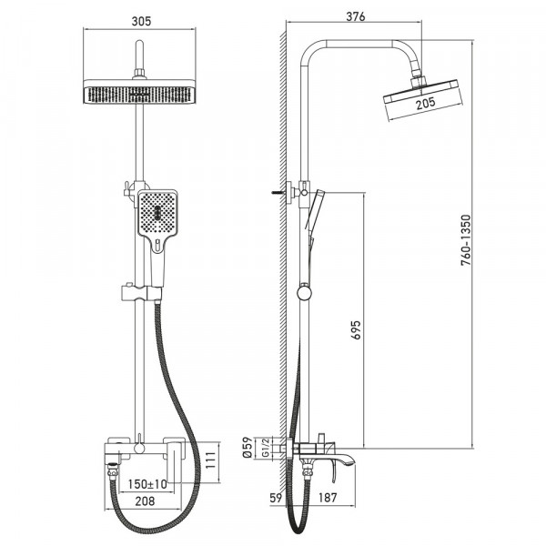 Душова колона зі змішувачем Haiba Monaco 009-J (HB9654)
