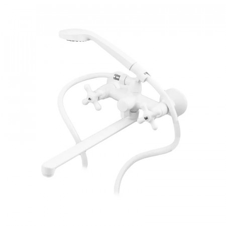 Змішувач для ванни Plamix Pablo -140 EURO SET White (з шлангом та лійкою) (PM0670)