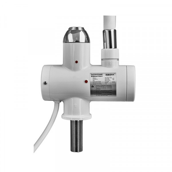 Водонагрівач 3,3 kW проточний, рефлекторний вилив, на мийку ZERIX ELW21-F-WHITE (колір білий) (ZX5859)