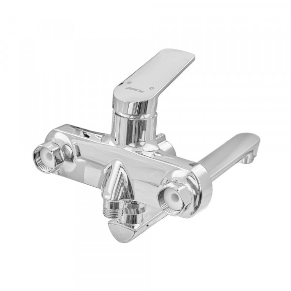 Змішувач для ванни Plamix Lucas-006 EURO SET Chrome (з шлангом, лійкою та кронштейном) (PM0710)