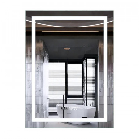 Дзеркало Mixxus Premium FLASH MR21-70x90 з Led Touch, Anti-fog, димером, регулятором яскравості, годинником (MP6618)