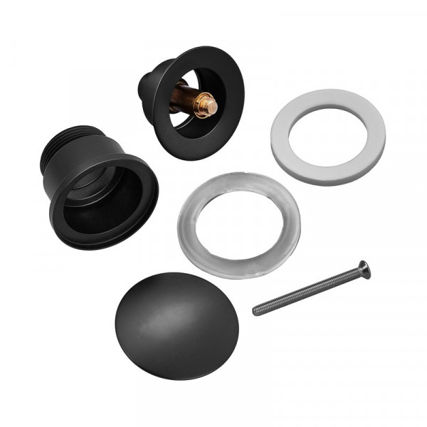 Донний клапан для раковини універсальний (з/без переливу) Koer PW-01-05 автоматичний (Click-Clack) (Колір чорний) 1 1/4'' (KR3403)