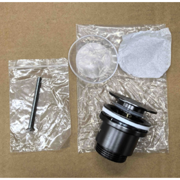 Донний клапан для раковини Koer PW-11-07 1 1/4''  універсальний (з/без перел) СLICK-СLACK (Колір графіт) (KR5793)