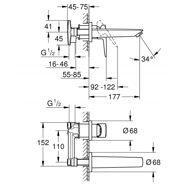Змішувач для раковини прихованого монтажу Grohe BauLoop New (20289001)