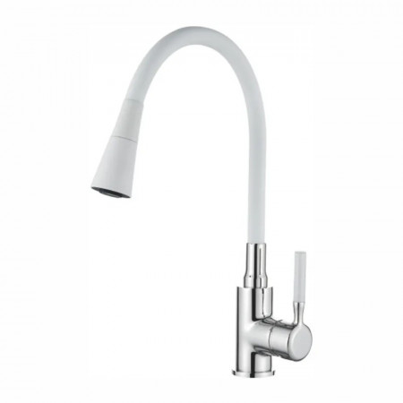 Змішувач для кухні Zerix Atrium-011-T Refl.WHITE (Колір хром+силік.вилив білий) (ZX4719)