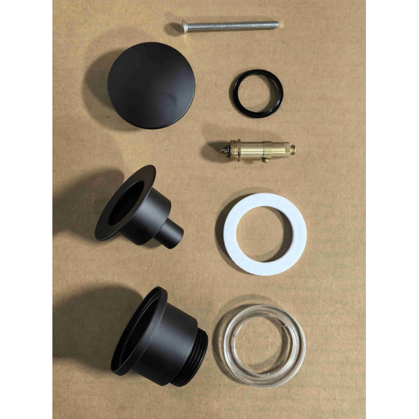 Донний клапан для раковини універсальний (з/без переливу) Koer PW-01-05 автоматичний (Click-Clack) (Колір чорний) 1 1/4'' (KR3403)