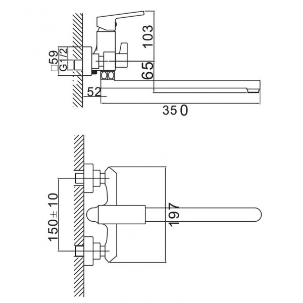 Змішувач для ванни Haiba Gaudi 006 EURO (HB9593)