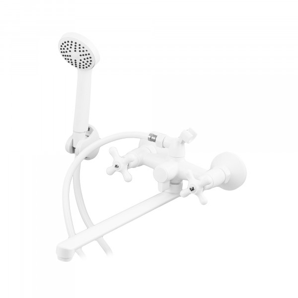 Змішувач для ванни Plamix Pablo -140 EURO SET White (з шлангом та лійкою) (PM0670)