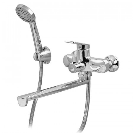 Змішувач для ванни Plamix Lucas-006 EURO SET Chrome (з шлангом, лійкою та кронштейном) (PM0710)