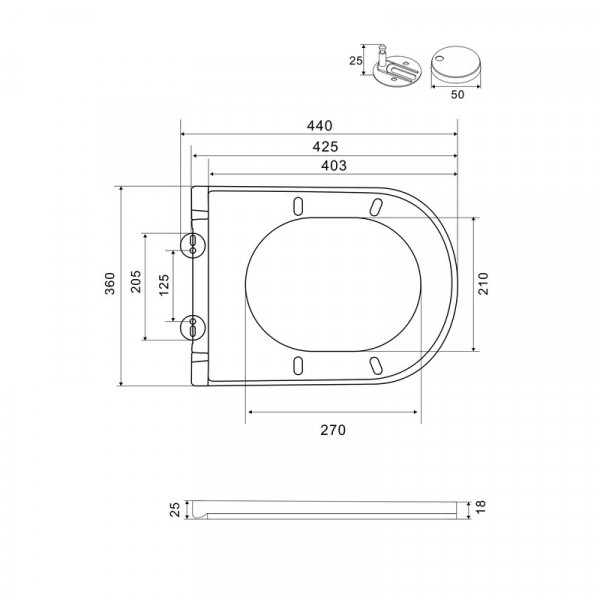 Сидіння-кришка для унітазу Mixxus Premium SEAT COVER ELLIPSE-TOPPER-2002 GRAY 425х360х25mm дюропласт (MP6684)