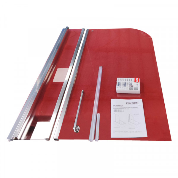 Шторки стеклянные на ванну Koer SR BS03-95x140-TR-01 прозрачное стекло 6мм, хром (KR5402)