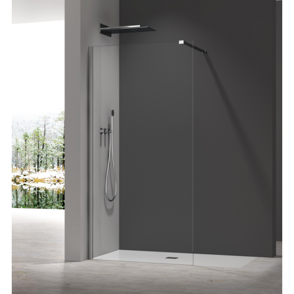Душевая перегородка Koer SR SP01-120x200-TR-01 Walk-In прозрачное стекло Easy Clean 8мм, хром (KR53