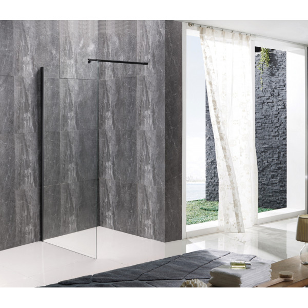 Душевая перегородка Mixxus Premium FLAT SP02-100x200-TR Black Walk-In прозрачное стекло 8мм (MI6856