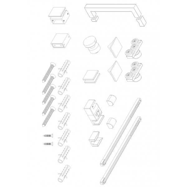 Дверь в нишу Koer SR SD02-140x200-TR-01 прозрачное стекло Easy Clean 8мм, хром (KR5383)