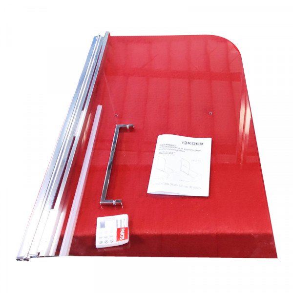 Шторки стеклянные на ванну Koer SR BS02-80x140-TR-01 прозрачное стекло 6мм, хром (KR5401)